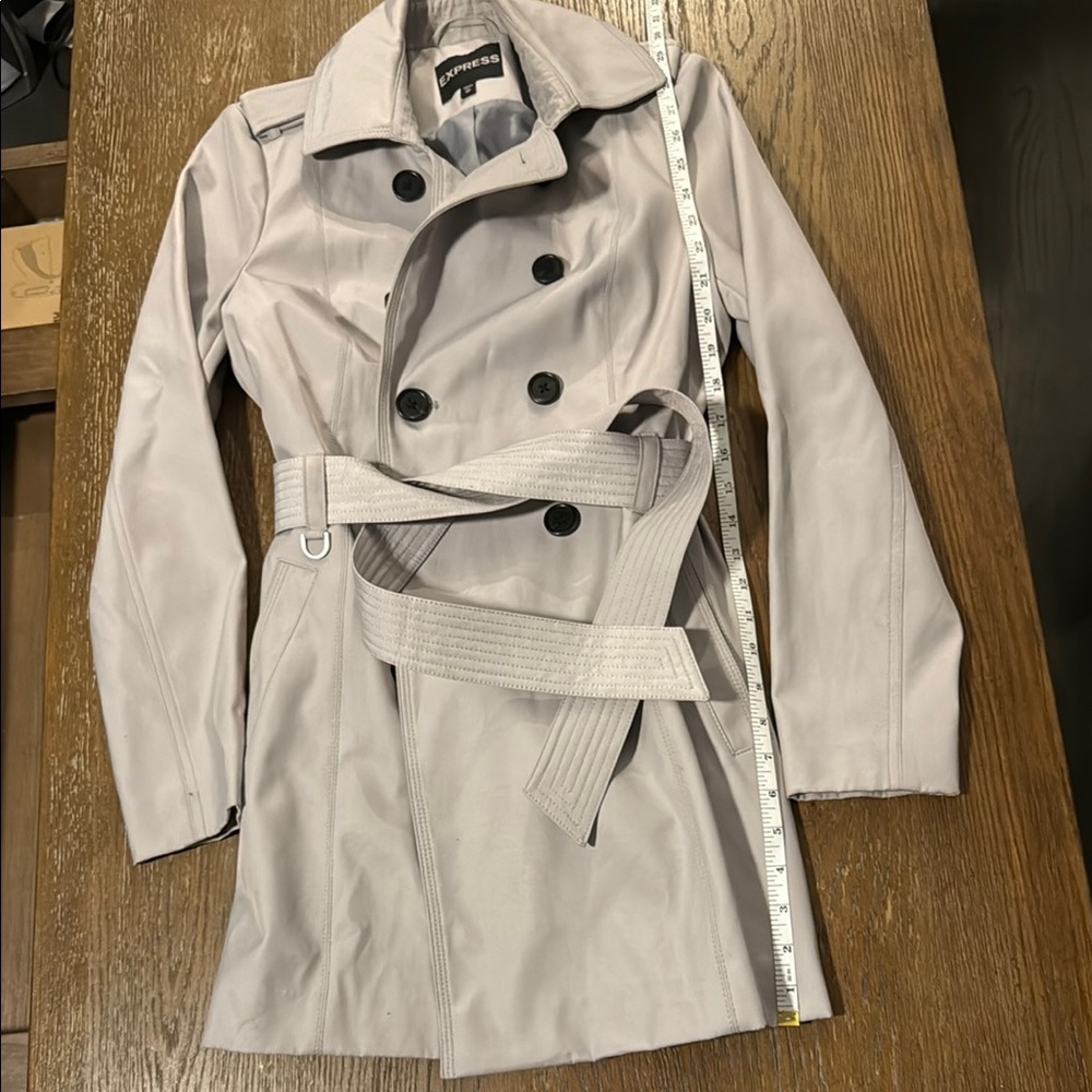 Express Light Gray Trench Coat - Picture 2 of 16